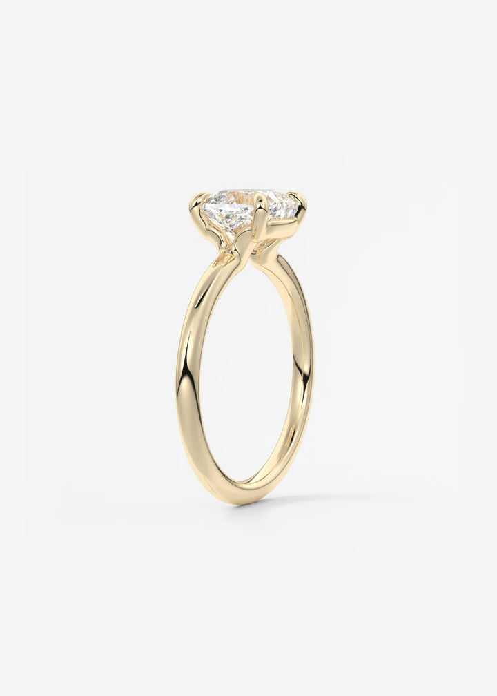 The Colombe Modern Cushion Cut Engagement Ring with Stackable, Low Profile Open Basket#material_gold