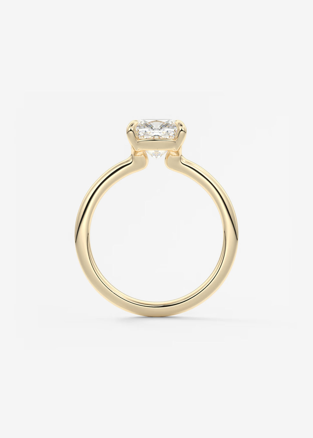 The Colombe Modern Cushion Cut Engagement Ring with Stackable, Low Profile Open Basket#material_gold
