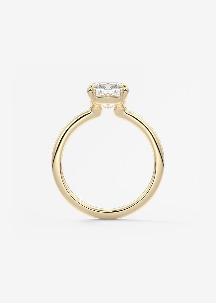 The Colombe Modern Cushion Cut Engagement Ring with Stackable, Low Profile Open Basket#material_gold