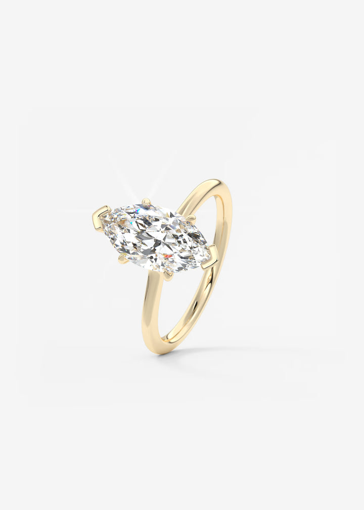 The Colombe Modern Marquise Cut Engagement Ring with Stackable, Low Profile Open Basket#material_gold
