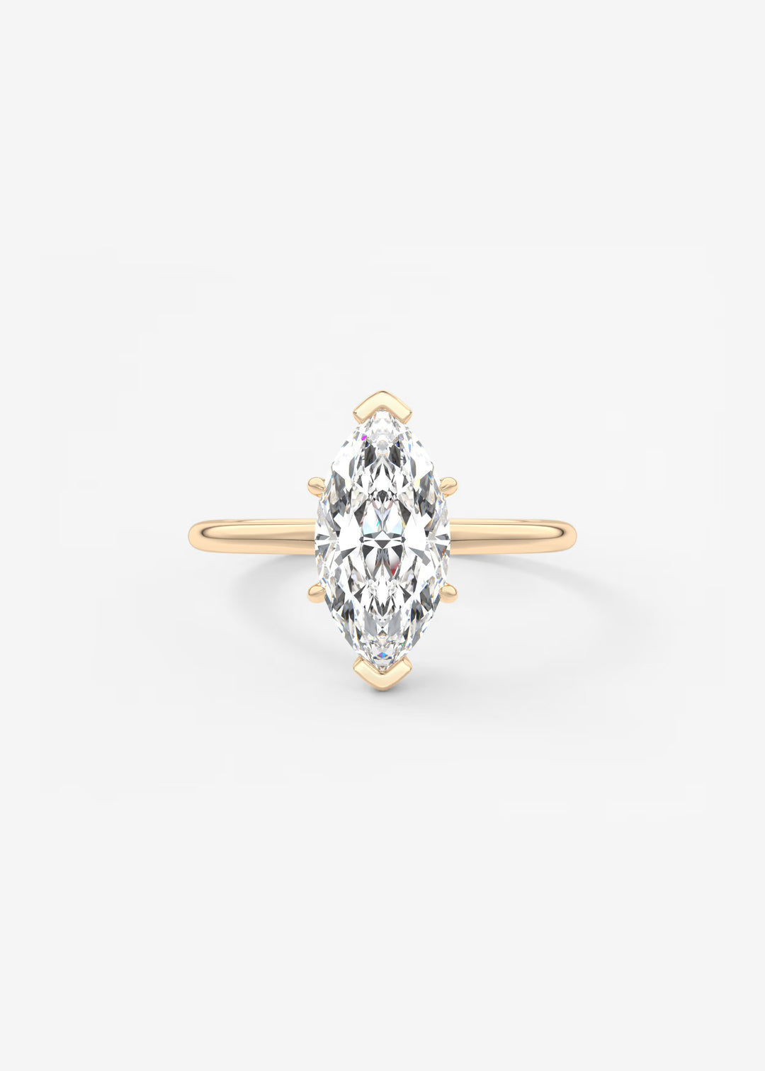 Rose Gold ring with a pear-shaped diamond on a light gray background#material_rose