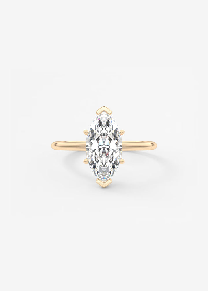 Rose Gold ring with a pear-shaped diamond on a light gray background#material_rose