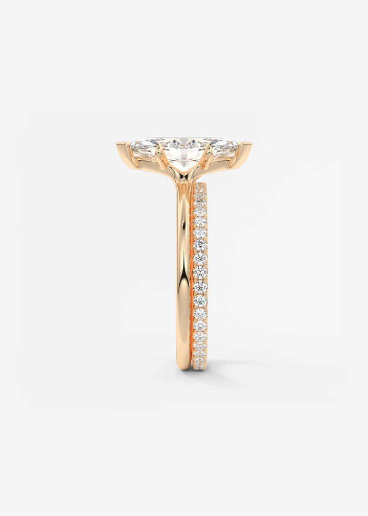 The Colombe Modern Marquise Cut Engagement Ring with Stackable, Low Profile Open Basket#material_rose