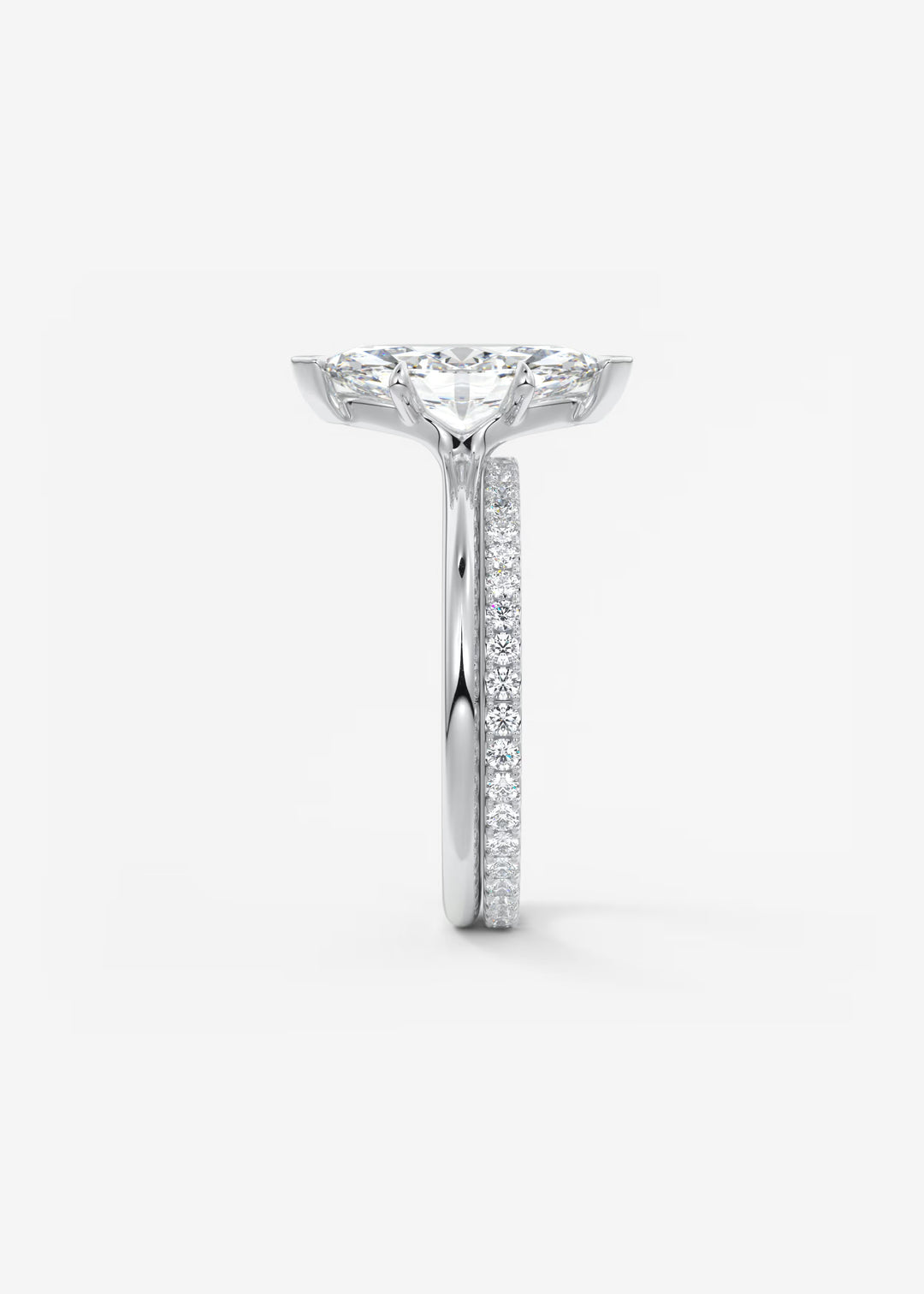 The Colombe Modern Marquise Cut Engagement Ring with Stackable, Low Profile Open Basket#material_white