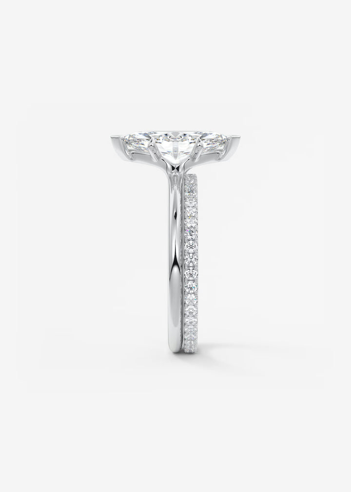 The Colombe Modern Marquise Cut Engagement Ring with Stackable, Low Profile Open Basket#material_white