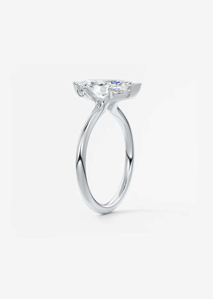 The Colombe Modern Marquise Cut Engagement Ring with Stackable, Low Profile Open Basket#material_white