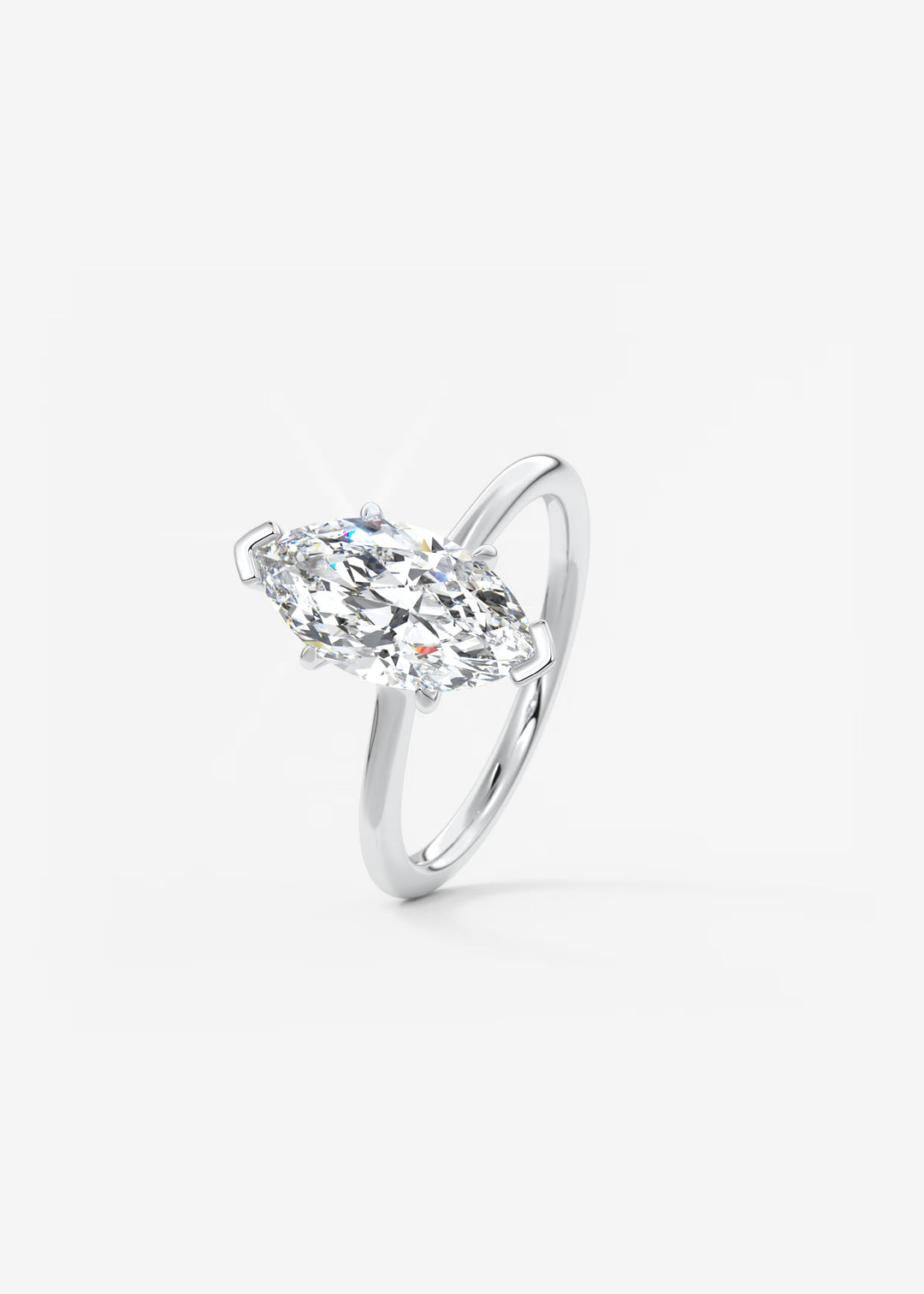 The Colombe Modern Marquise Cut Engagement Ring with Stackable, Low Profile Open Basket#material_white
