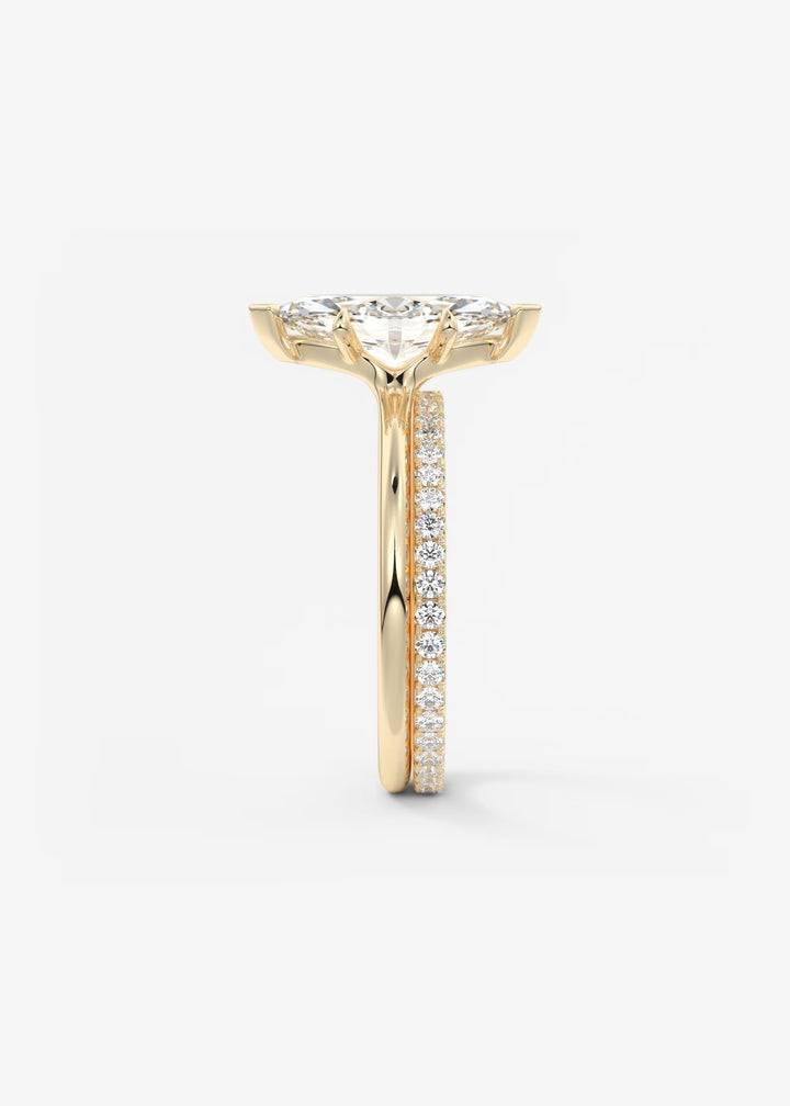 The Colombe Modern Marquise Cut Engagement Ring with Stackable, Low Profile Open Basket#material_gold