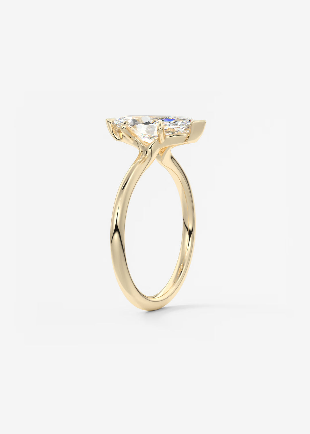 The Colombe Modern Marquise Cut Engagement Ring with Stackable, Low Profile Open Basket#material_gold