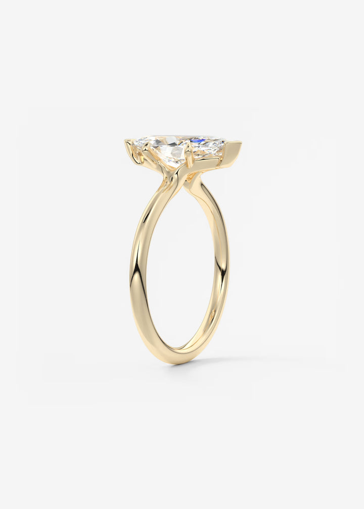 The Colombe Modern Marquise Cut Engagement Ring with Stackable, Low Profile Open Basket#material_gold