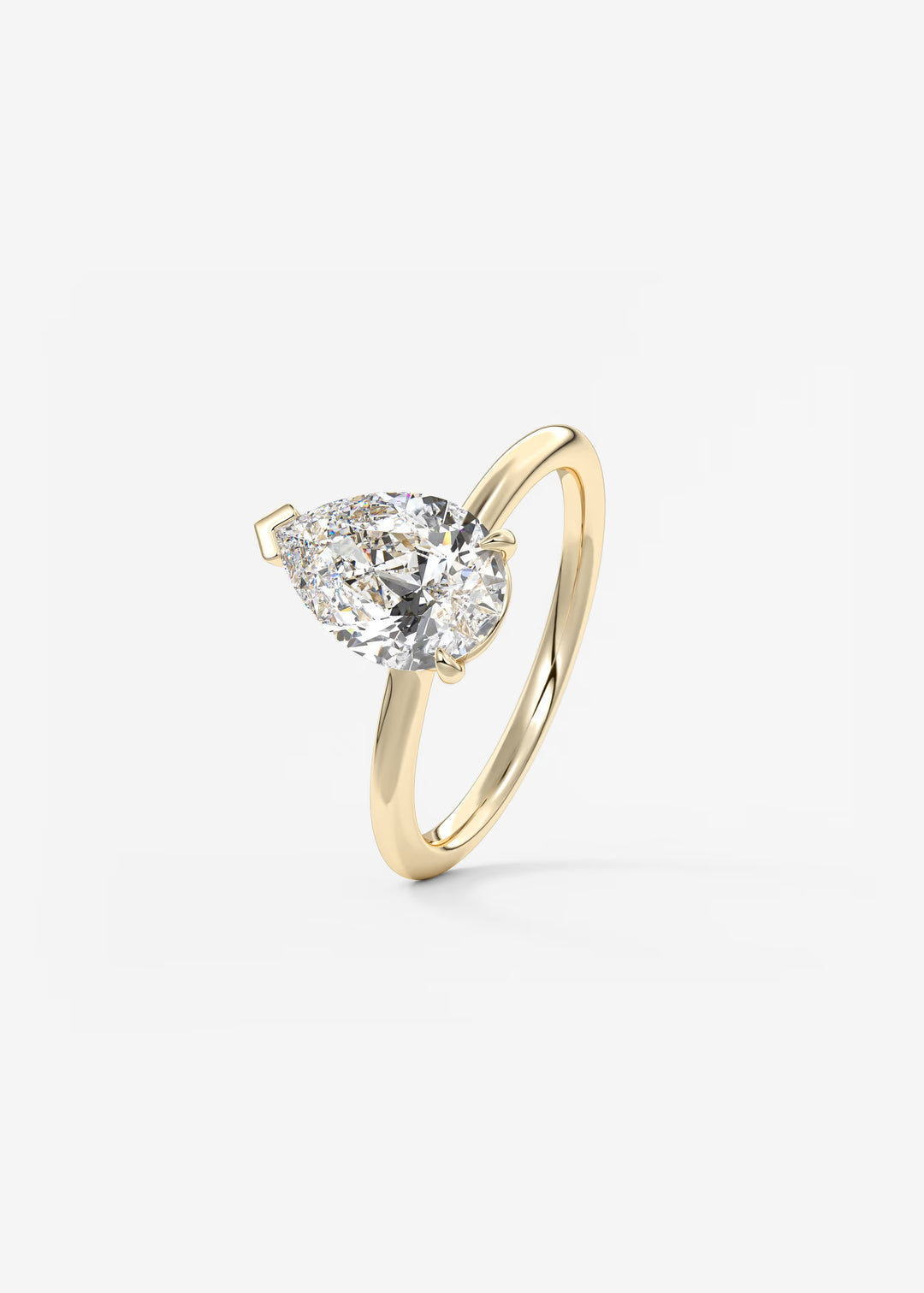 The Colombe Modern Pear Cut Engagement Ring with Stackable, Low Profile Open Basket#material_gold