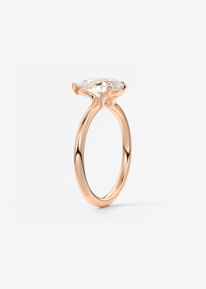 The Colombe Modern Pear Cut Engagement Ring with Stackable, Low Profile Open Basket#material_rose