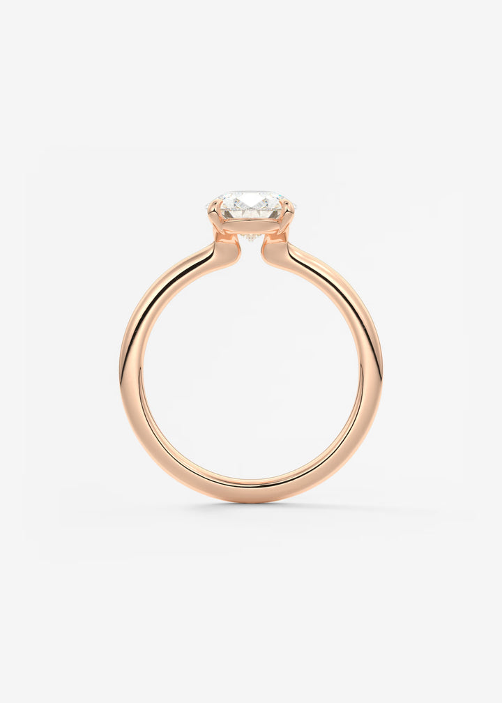 The Colombe Modern Pear Cut Engagement Ring with Stackable, Low Profile Open Basket#material_rose