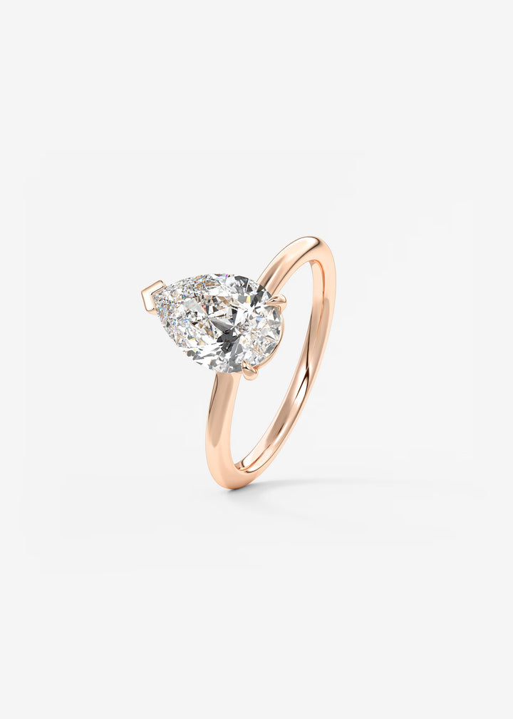 The Colombe Modern Pear Cut Engagement Ring with Stackable, Low Profile Open Basket#material_rose