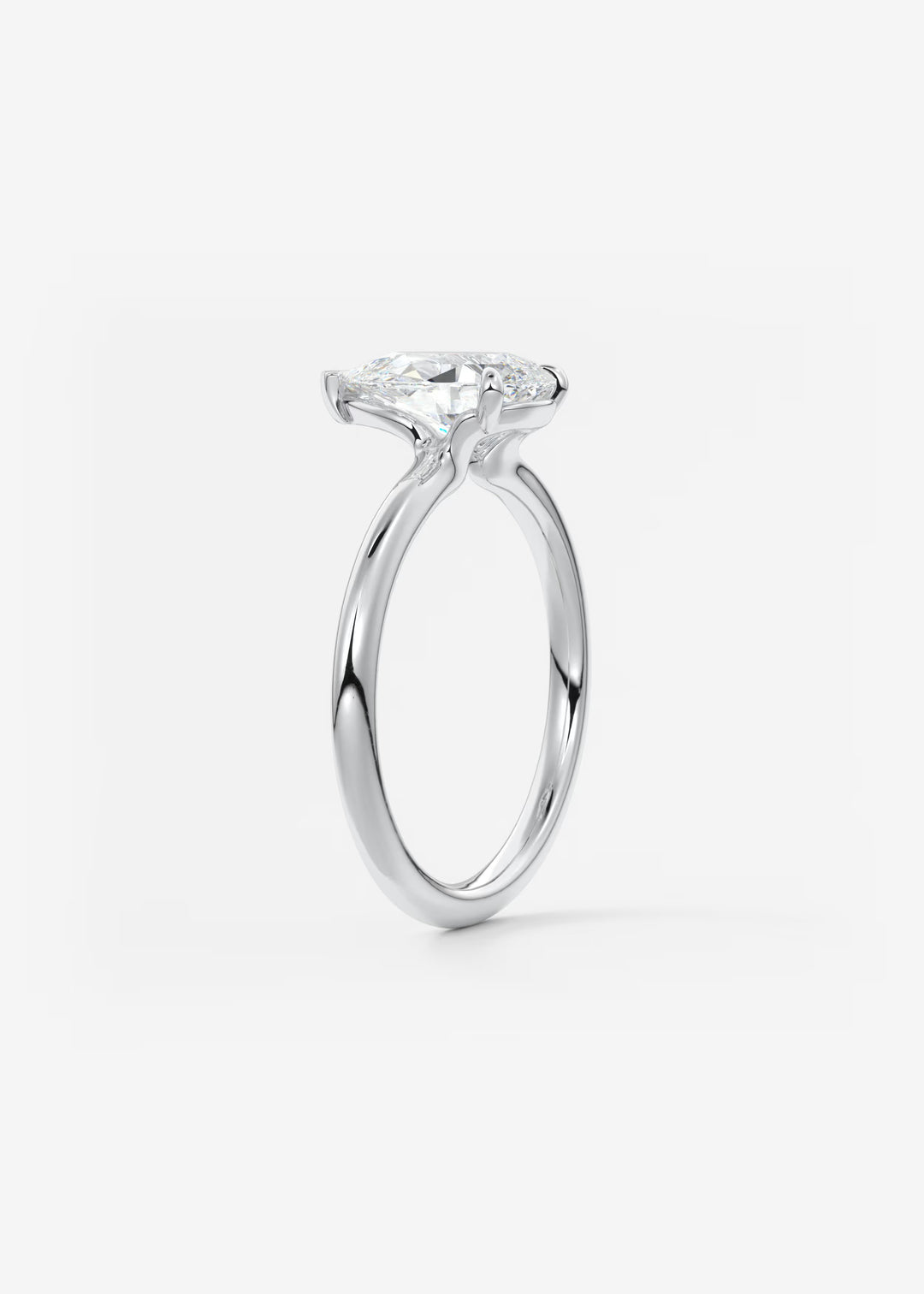 The Colombe Modern Pear Cut Engagement Ring with Stackable, Low Profile Open Basket#material_white