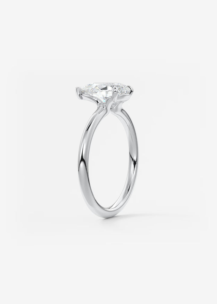 The Colombe Modern Pear Cut Engagement Ring with Stackable, Low Profile Open Basket#material_white