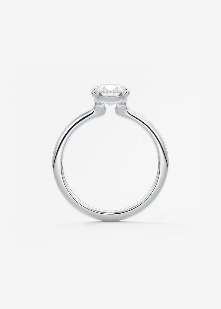 The Colombe Modern Pear Cut Engagement Ring with Stackable, Low Profile Open Basket#material_white