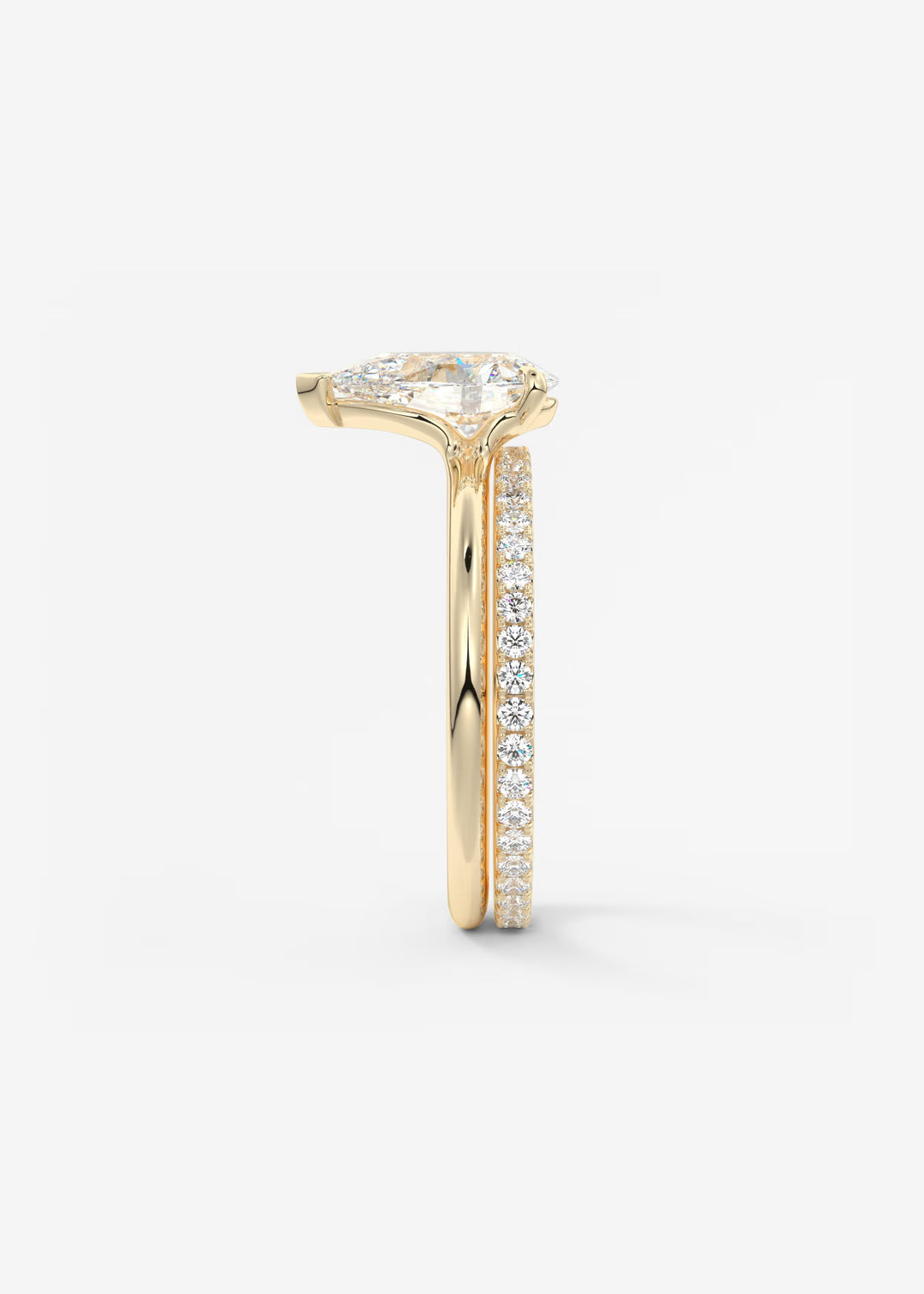 The Colombe Modern Pear Cut Engagement Ring with Stackable, Low Profile Open Basket#material_gold