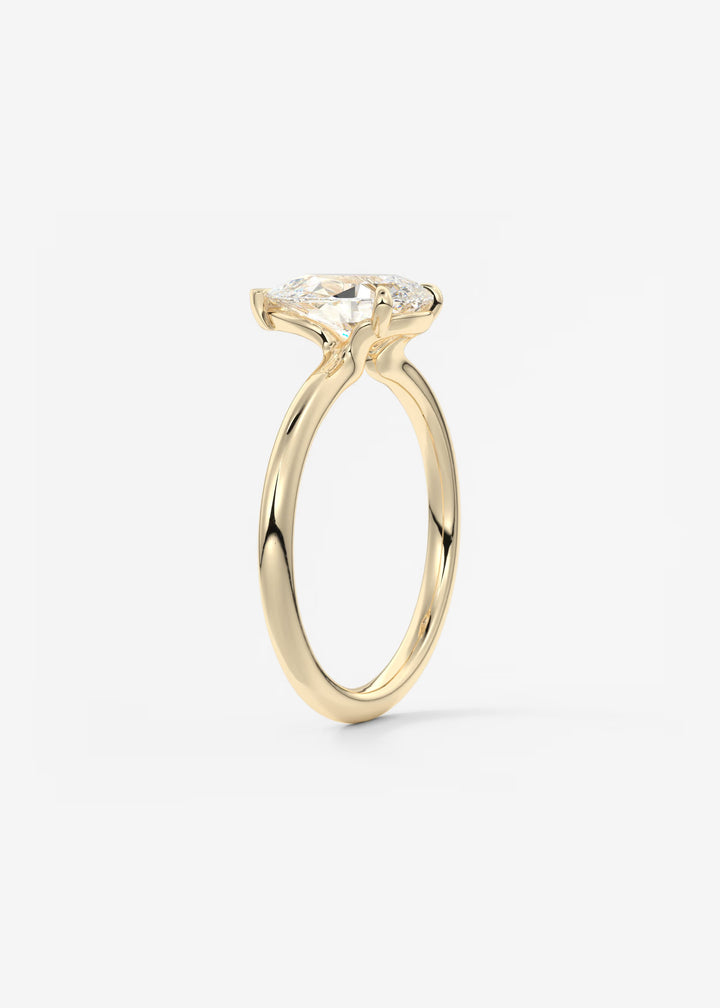 The Colombe Modern Pear Cut Engagement Ring with Stackable, Low Profile Open Basket#material_gold