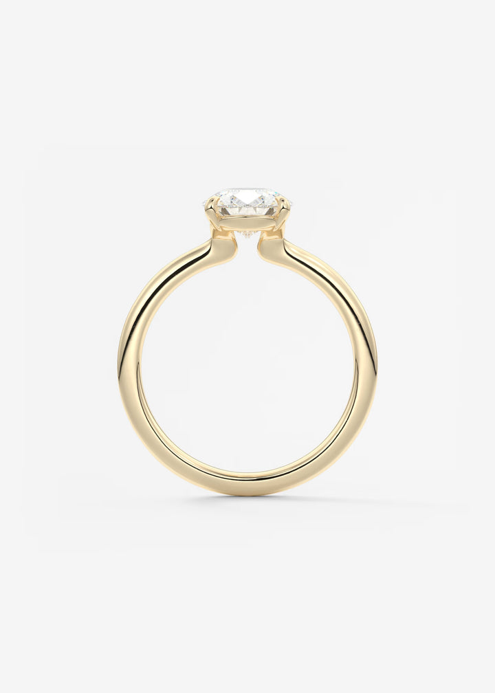The Colombe Modern Pear Cut Engagement Ring with Stackable, Low Profile Open Basket#material_gold
