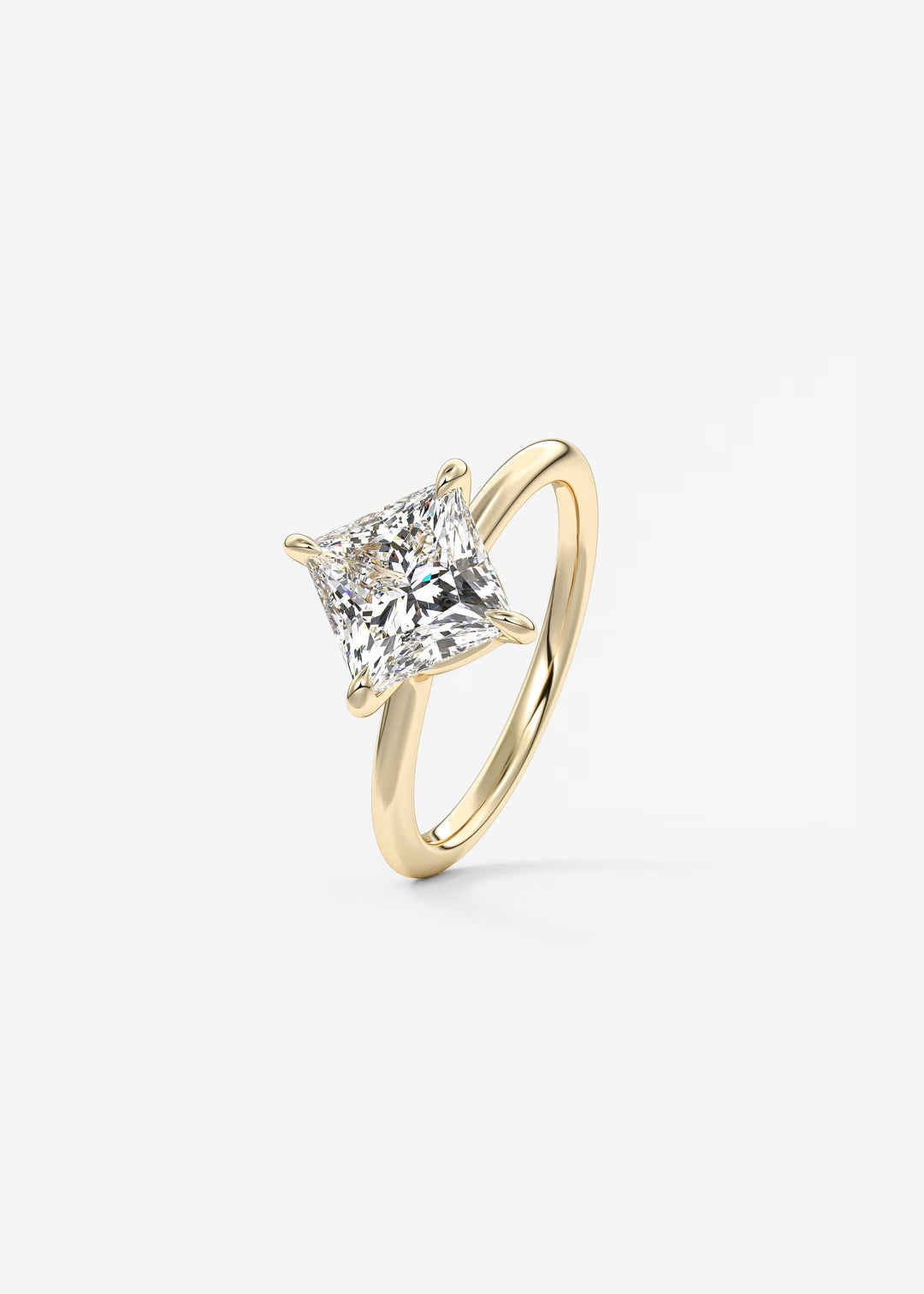 The Colombe Modern Princess Cut Engagement Ring with Stackable, Low Profile Open Basket#material_gold