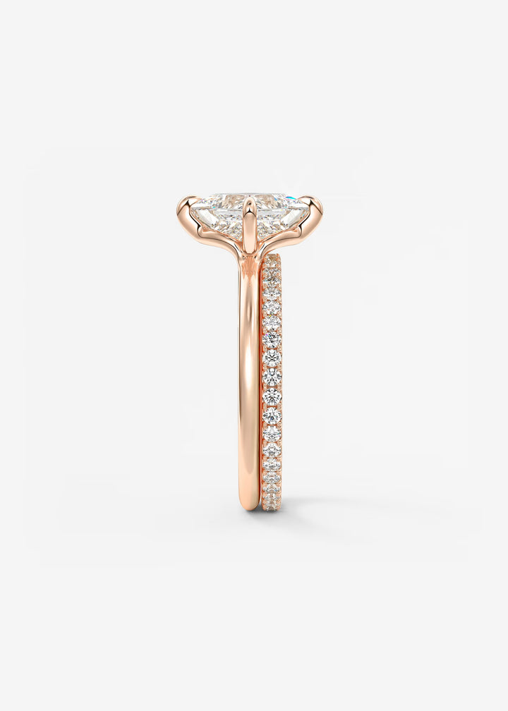 The Colombe Modern Princess Cut Engagement Ring with Stackable, Low Profile Open Basket#material_rose