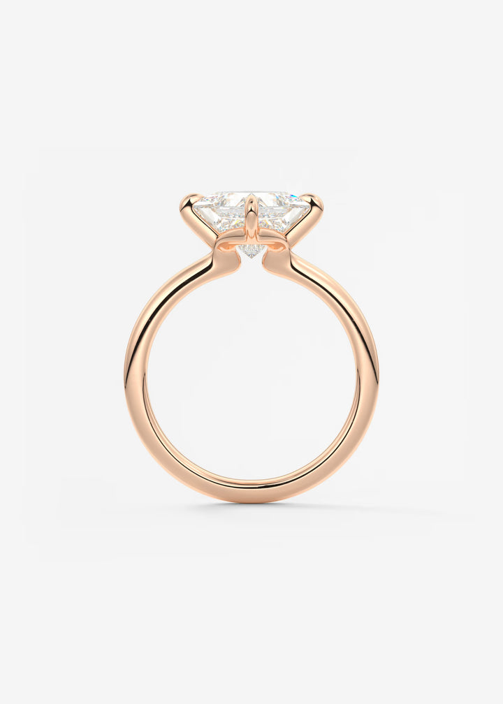 The Colombe Modern Princess Cut Engagement Ring with Stackable, Low Profile Open Basket#material_rose