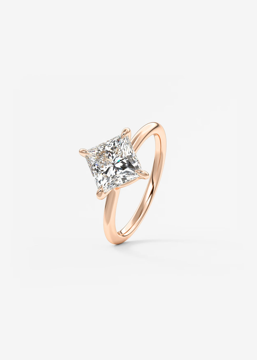 The Colombe Modern Princess Cut Engagement Ring with Stackable, Low Profile Open Basket#material_rose