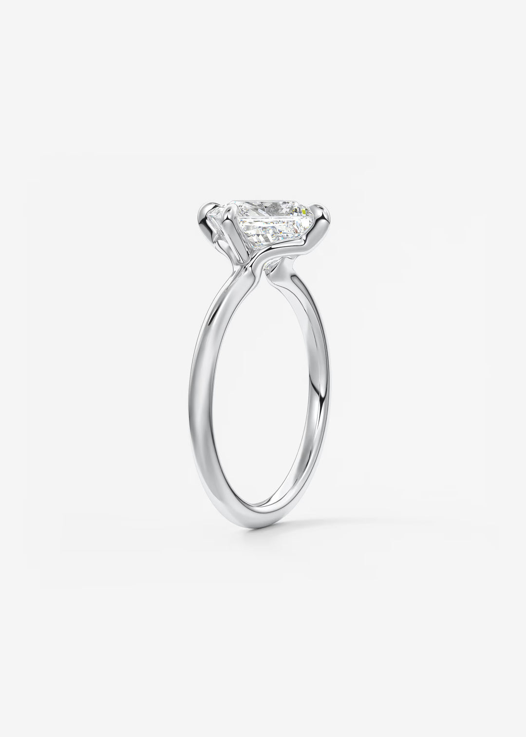 The Colombe Modern Princess Cut Engagement Ring with Stackable, Low Profile Open Basket#material_white