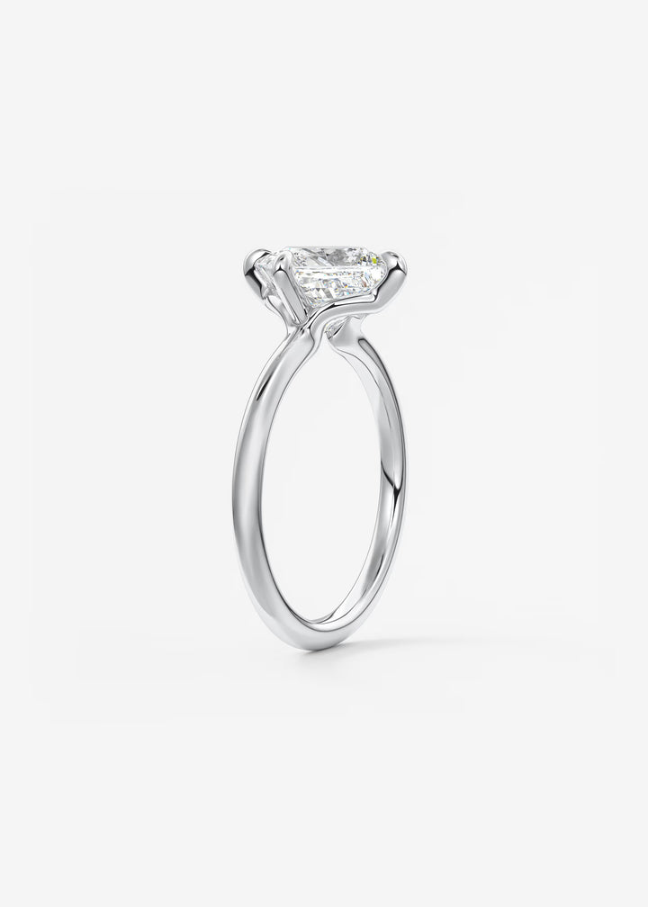 The Colombe Modern Princess Cut Engagement Ring with Stackable, Low Profile Open Basket#material_white