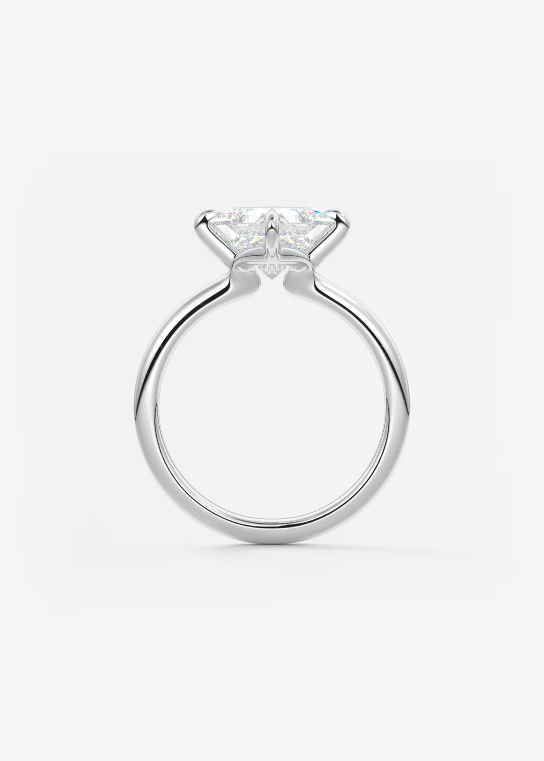 The Colombe Modern Princess Cut Engagement Ring with Stackable, Low Profile Open Basket#material_white