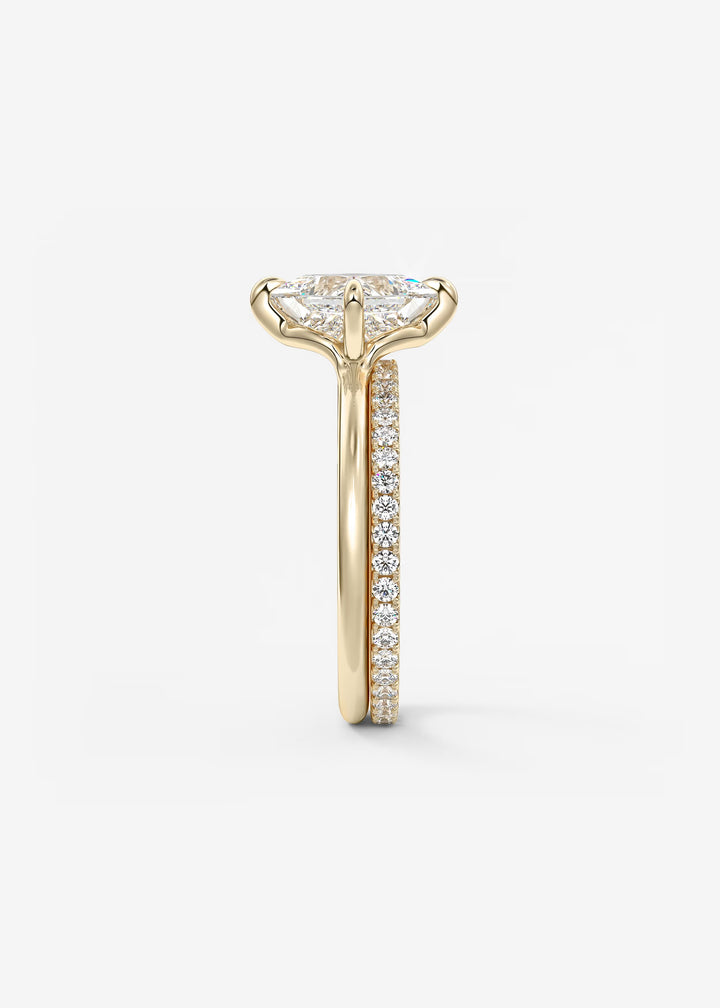 The Colombe Modern Princess Cut Engagement Ring with Stackable, Low Profile Open Basket#material_gold