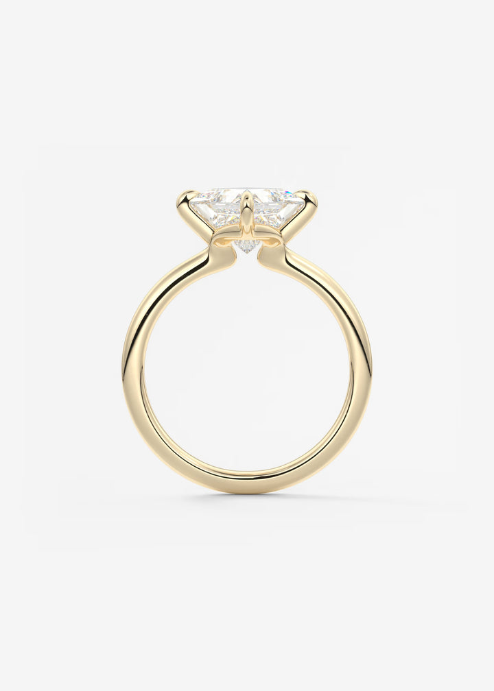 The Colombe Modern Princess Cut Engagement Ring with Stackable, Low Profile Open Basket#material_gold