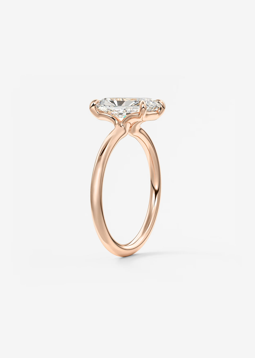 The Colombe Modern Radiant Cut Engagement Ring with Stackable, Low Profile Open Basket#material_rose