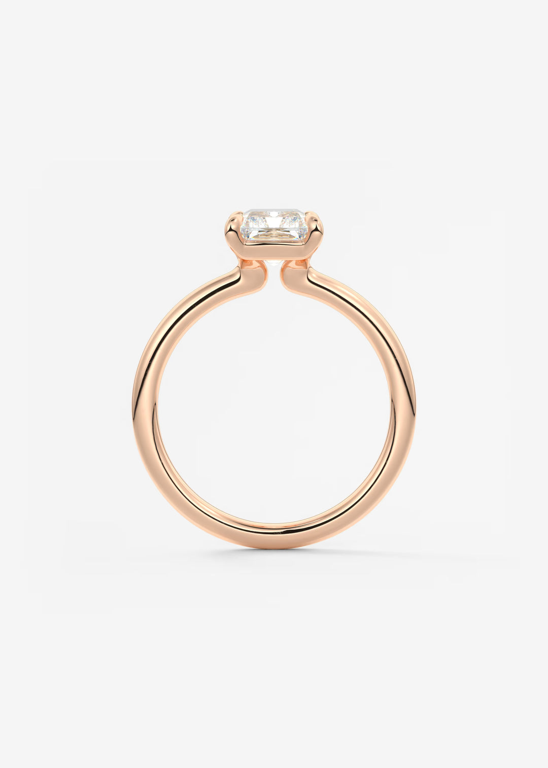The Colombe Modern Radiant Cut Engagement Ring with Stackable, Low Profile Open Basket#material_rose