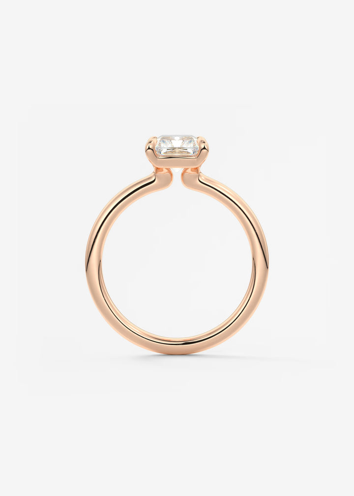 The Colombe Modern Radiant Cut Engagement Ring with Stackable, Low Profile Open Basket#material_rose