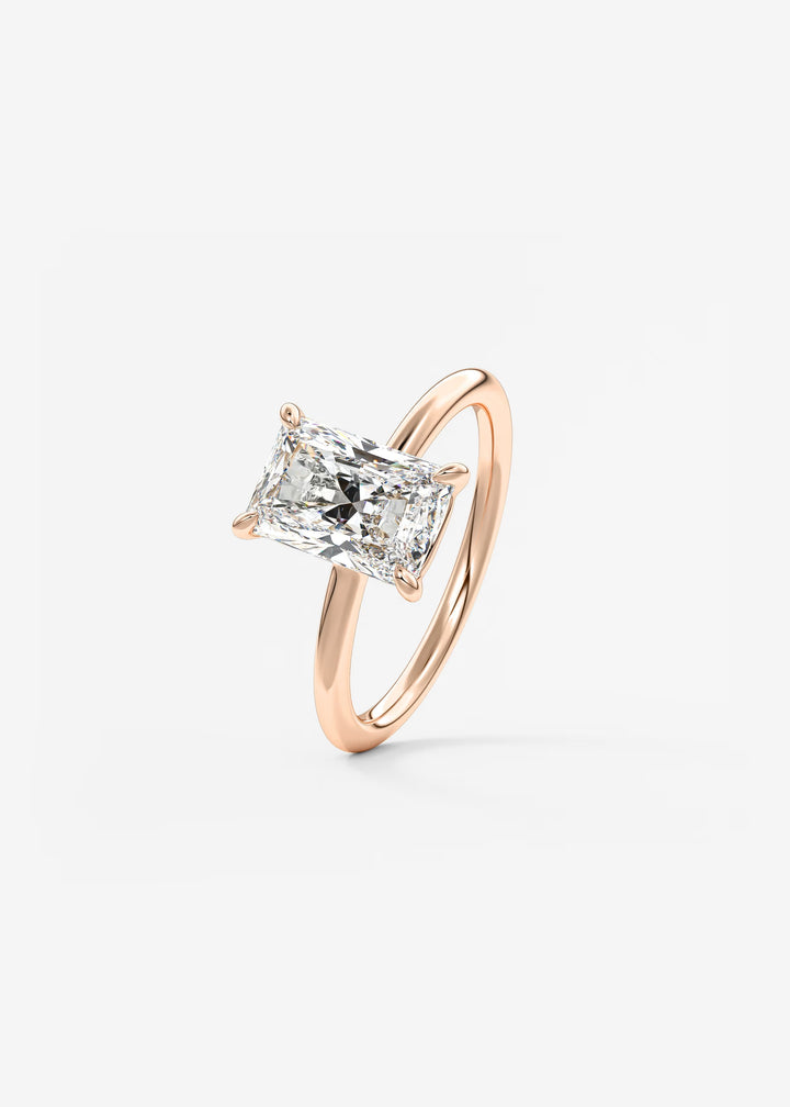 The Colombe Modern Radiant Cut Engagement Ring with Stackable, Low Profile Open Basket#material_rose