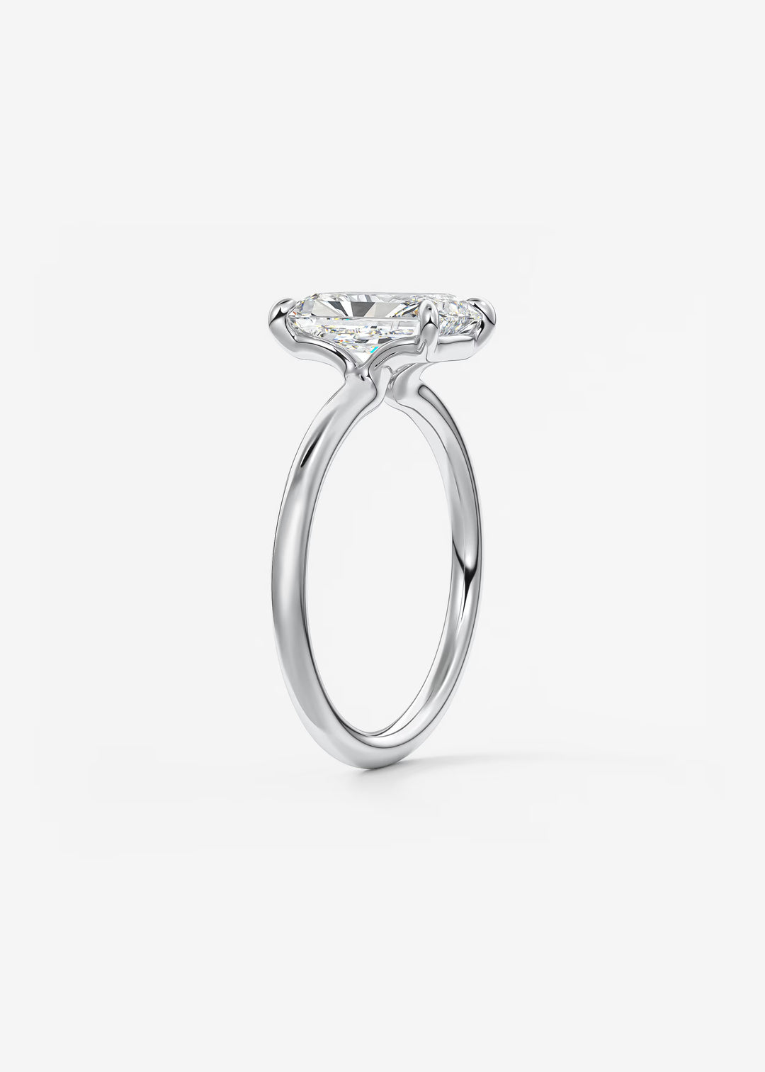 The Colombe Modern Radiant Cut Engagement Ring with Stackable, Low Profile Open Basket#material_white