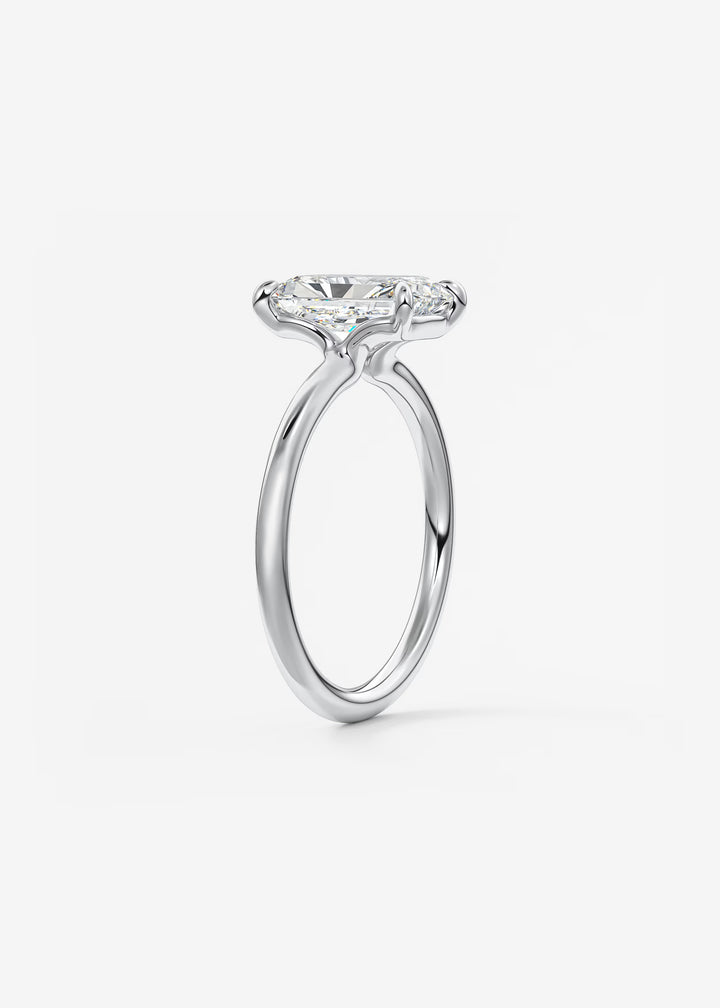 The Colombe Modern Radiant Cut Engagement Ring with Stackable, Low Profile Open Basket#material_white