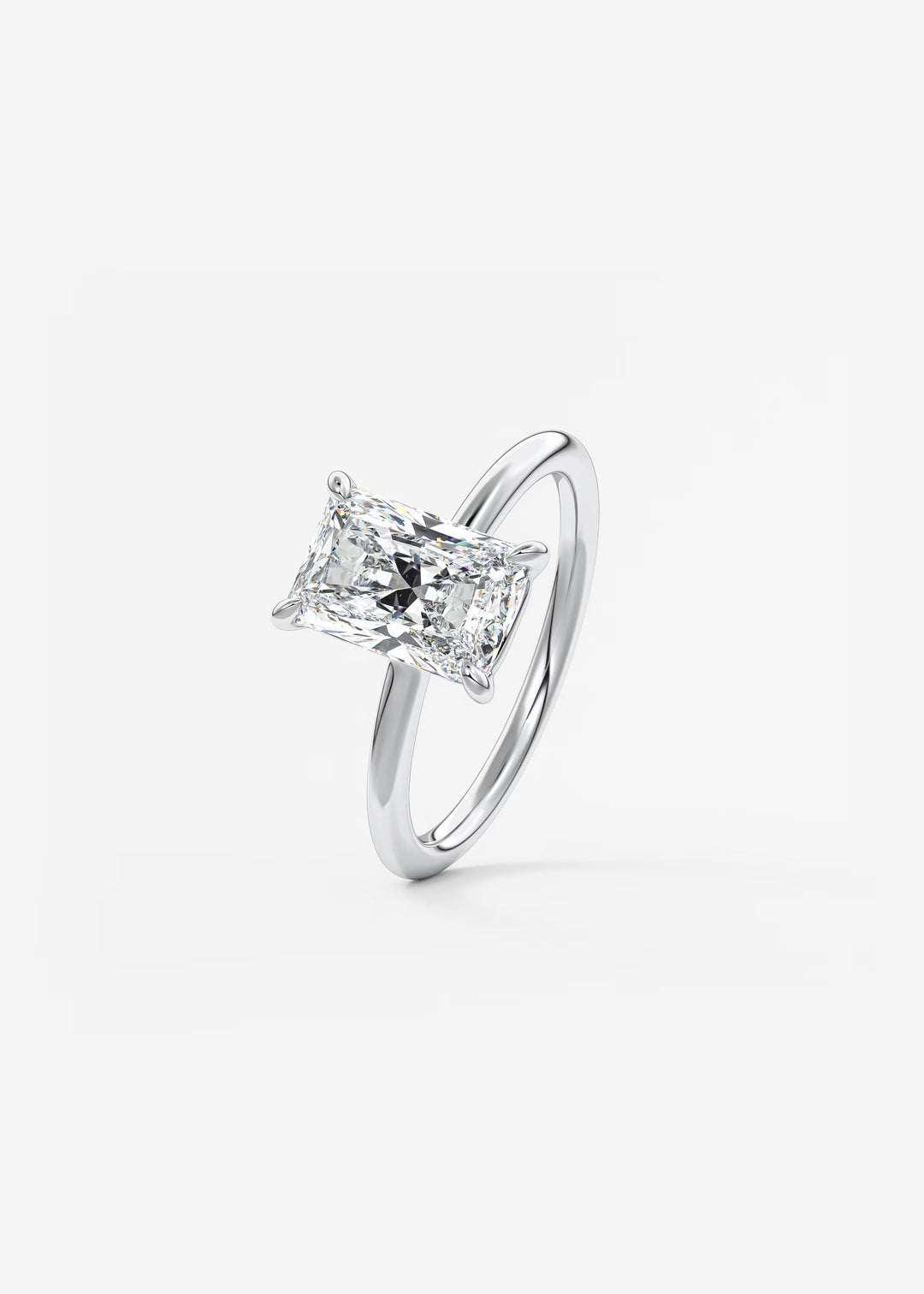 The Colombe Modern Radiant Cut Engagement Ring with Stackable, Low Profile Open Basket#material_white