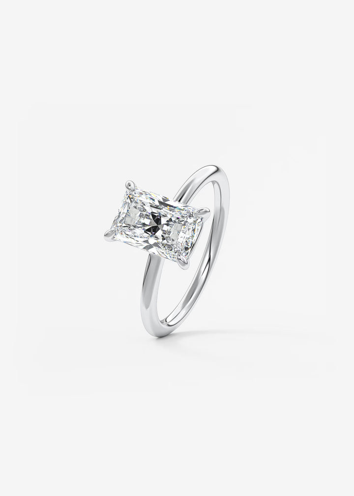 The Colombe Modern Radiant Cut Engagement Ring with Stackable, Low Profile Open Basket#material_white