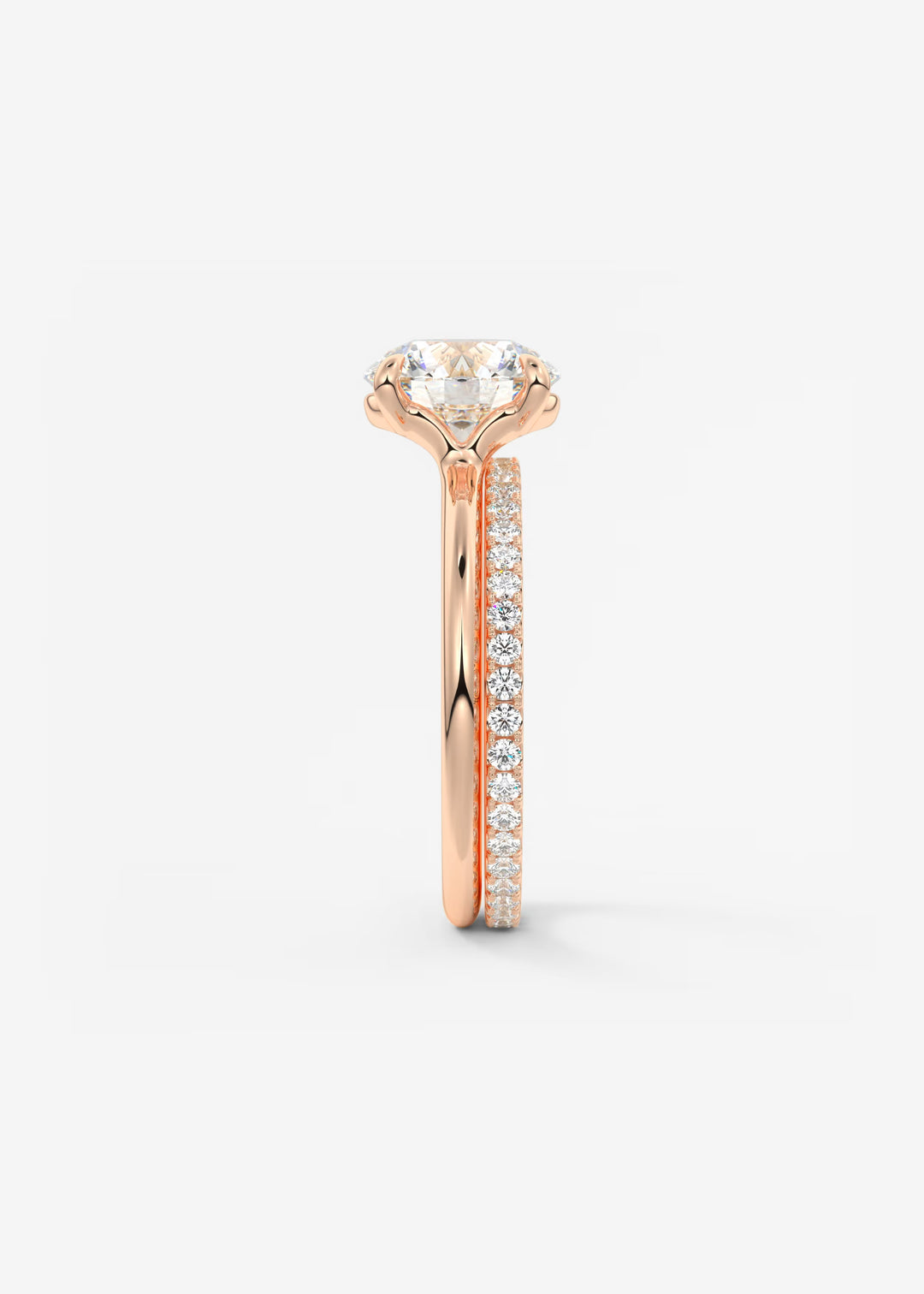 The Colombe Modern Round Solitaire Engagement Ring with Stackable, Low Profile Open Basket#material_rose