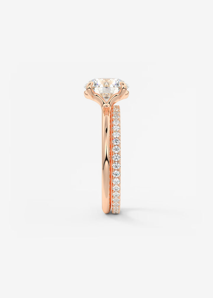 The Colombe Modern Round Solitaire Engagement Ring with Stackable, Low Profile Open Basket#material_rose