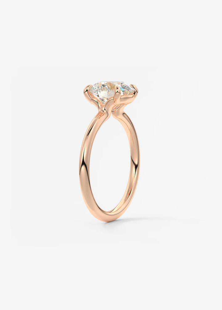 The Colombe Modern Round Solitaire Engagement Ring with Stackable, Low Profile Open Basket#material_rose