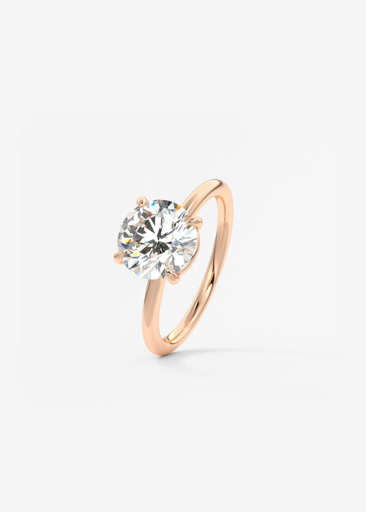 The Colombe Modern Round Solitaire Engagement Ring with Stackable, Low Profile Open Basket#material_rose