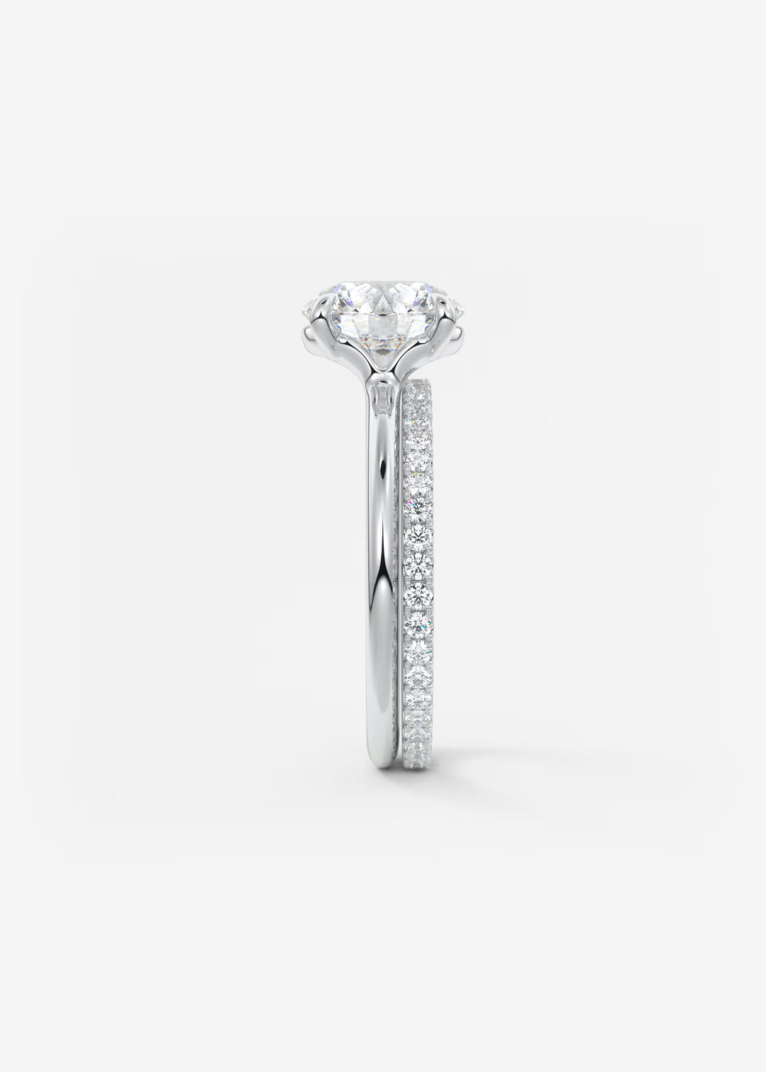 The Colombe Modern Round Solitaire Engagement Ring with Stackable, Low Profile Open Basket#material_white