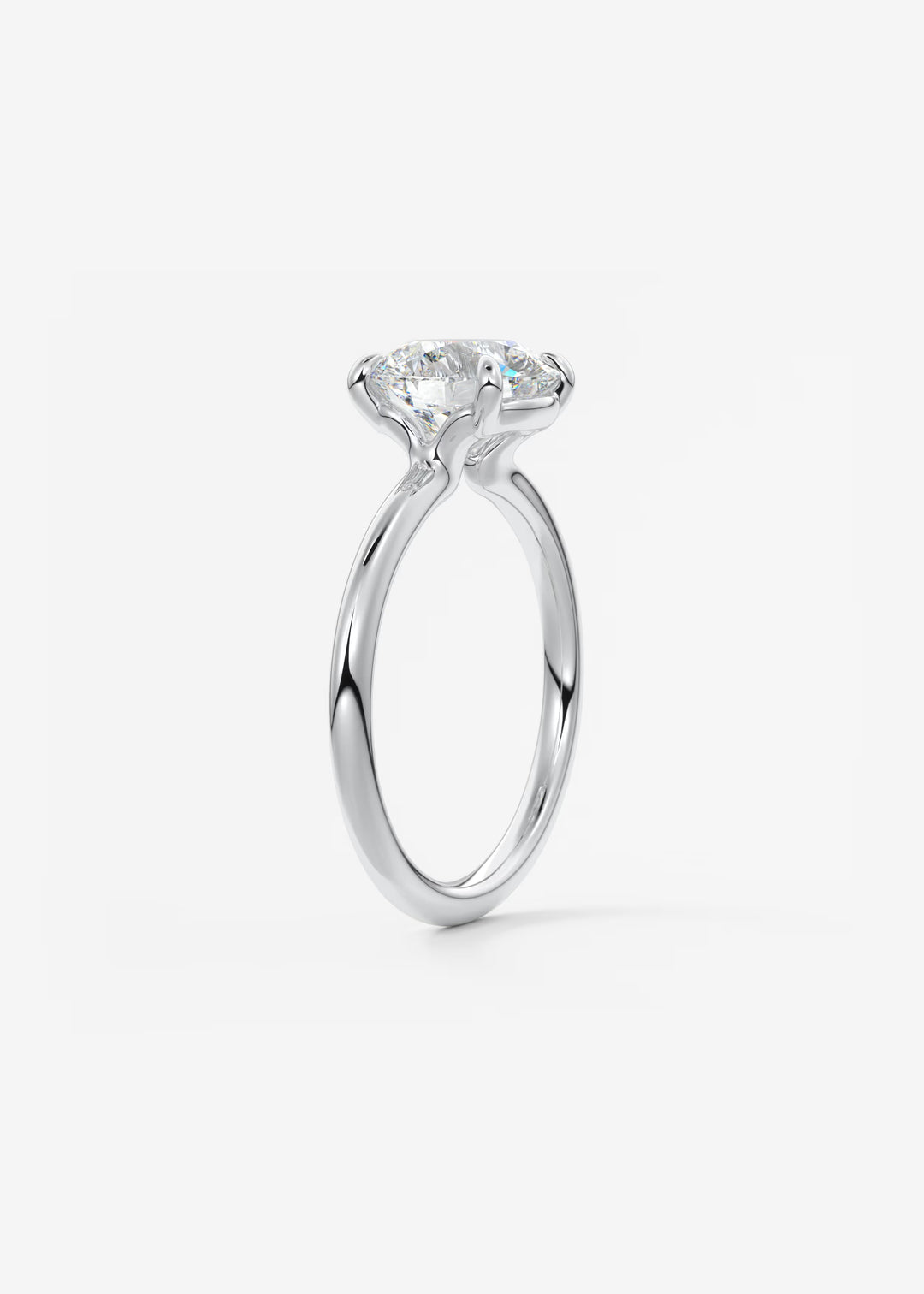 The Colombe Modern Round Solitaire Engagement Ring with Stackable, Low Profile Open Basket#material_white