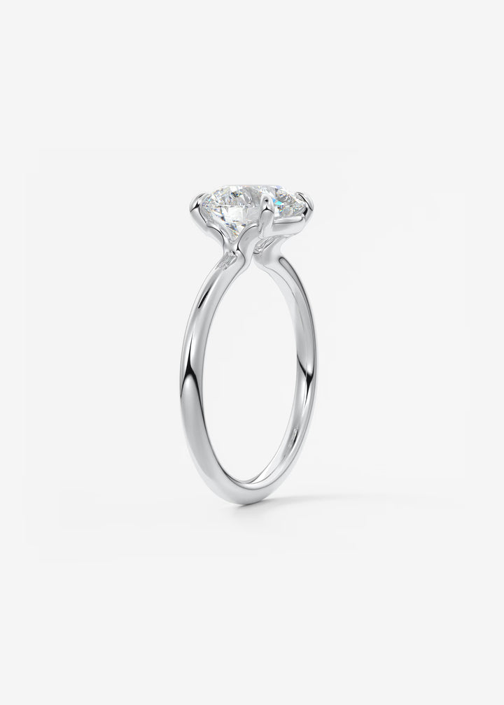 The Colombe Modern Round Solitaire Engagement Ring with Stackable, Low Profile Open Basket#material_white