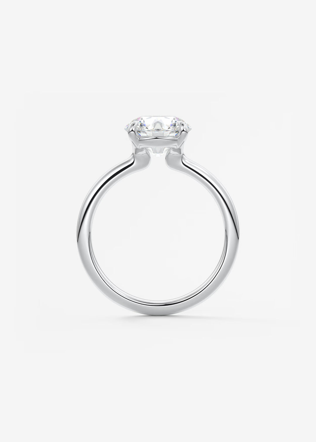 The Colombe Modern Round Solitaire Engagement Ring with Stackable, Low Profile Open Basket#material_white