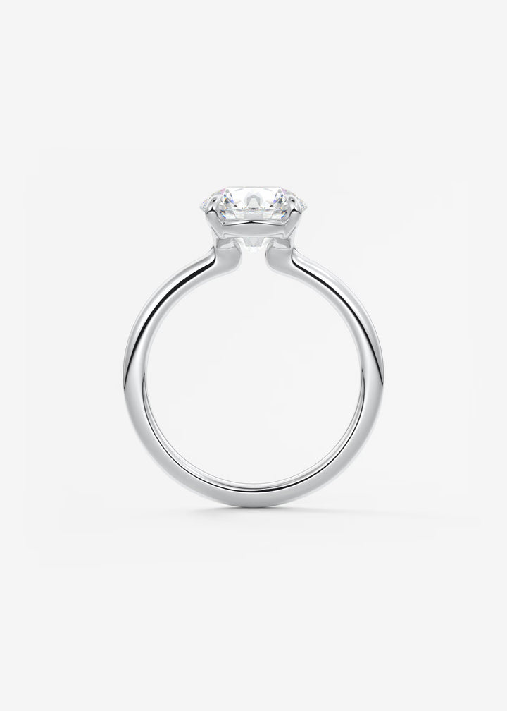 The Colombe Modern Round Solitaire Engagement Ring with Stackable, Low Profile Open Basket#material_white